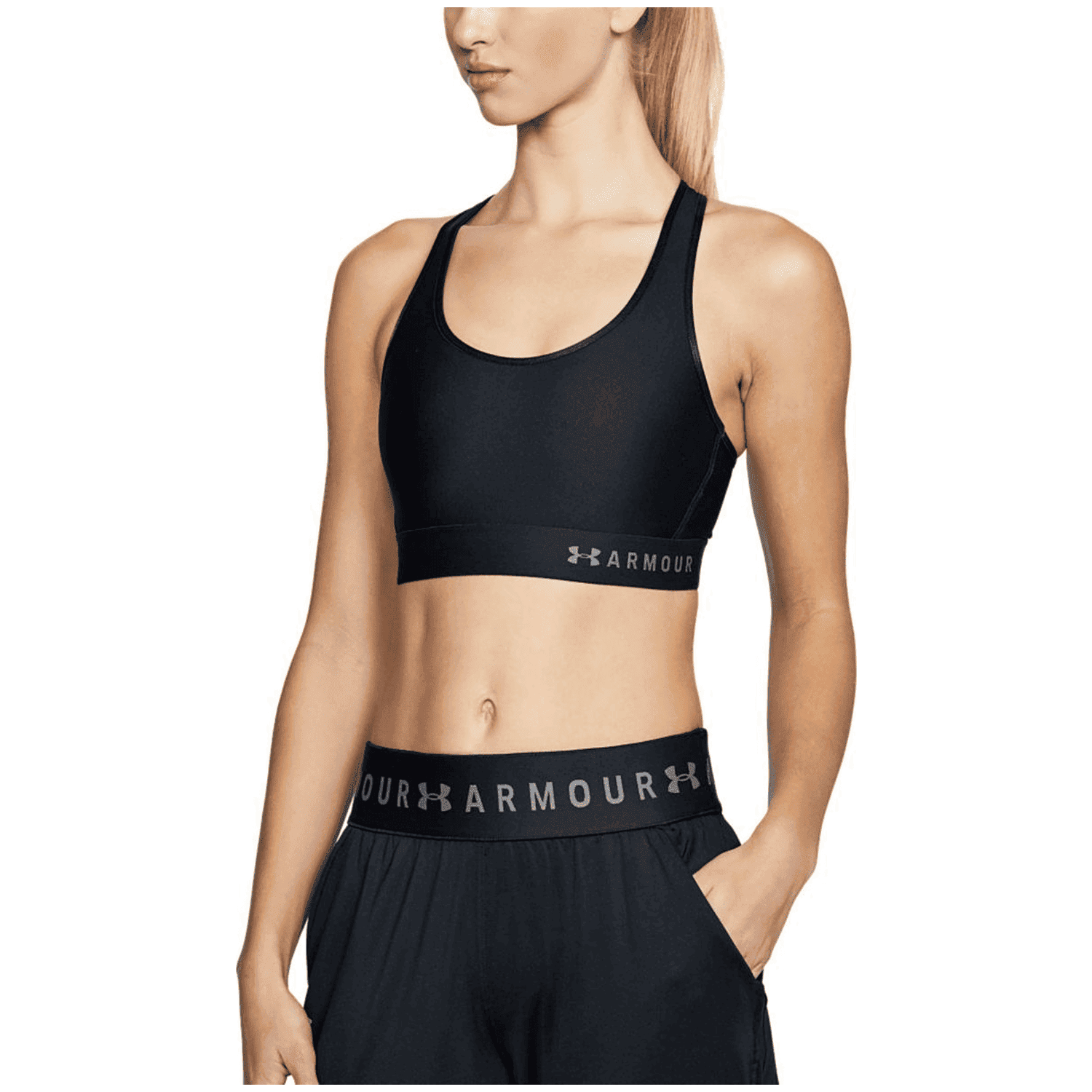 Under Armour Armour Mid Keyhole Damen Sport-BH, schwarz, Gr. XS